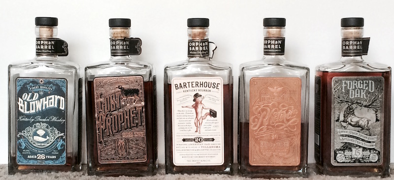 The bourbons from Diageo's Orphan Barrel series. (image copyright The Whiskey Wash)