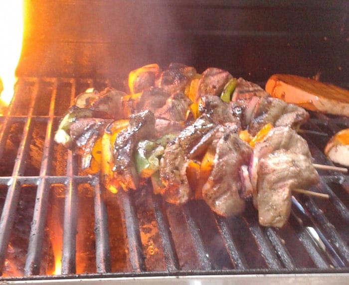 Kabobs grilling away