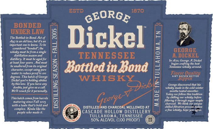 George Dickel Bottled In Bond label