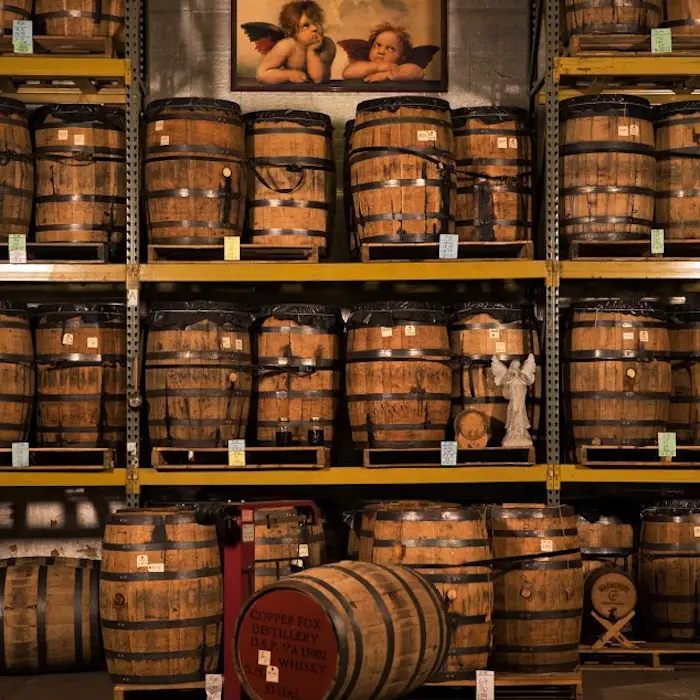 Aging barrels at Copper Fox
