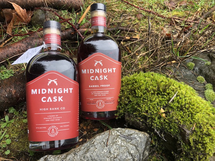 High Bank Distillery Midnight Cask and Midnight Cask Barrel Proof (image via Suzanne Bayard)