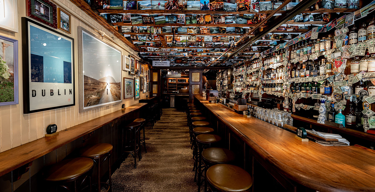 The interior of The Dead Rabbit Bar in New York City. 