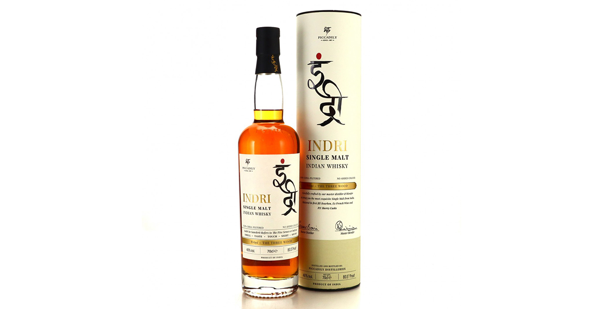 A bottle of Indri Indian Whisky 