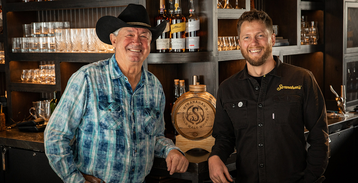 Stranahan's co-founder, Jess Graber (left) and Head Blender, Justin Aden (right) at the Whiskey Lodge.