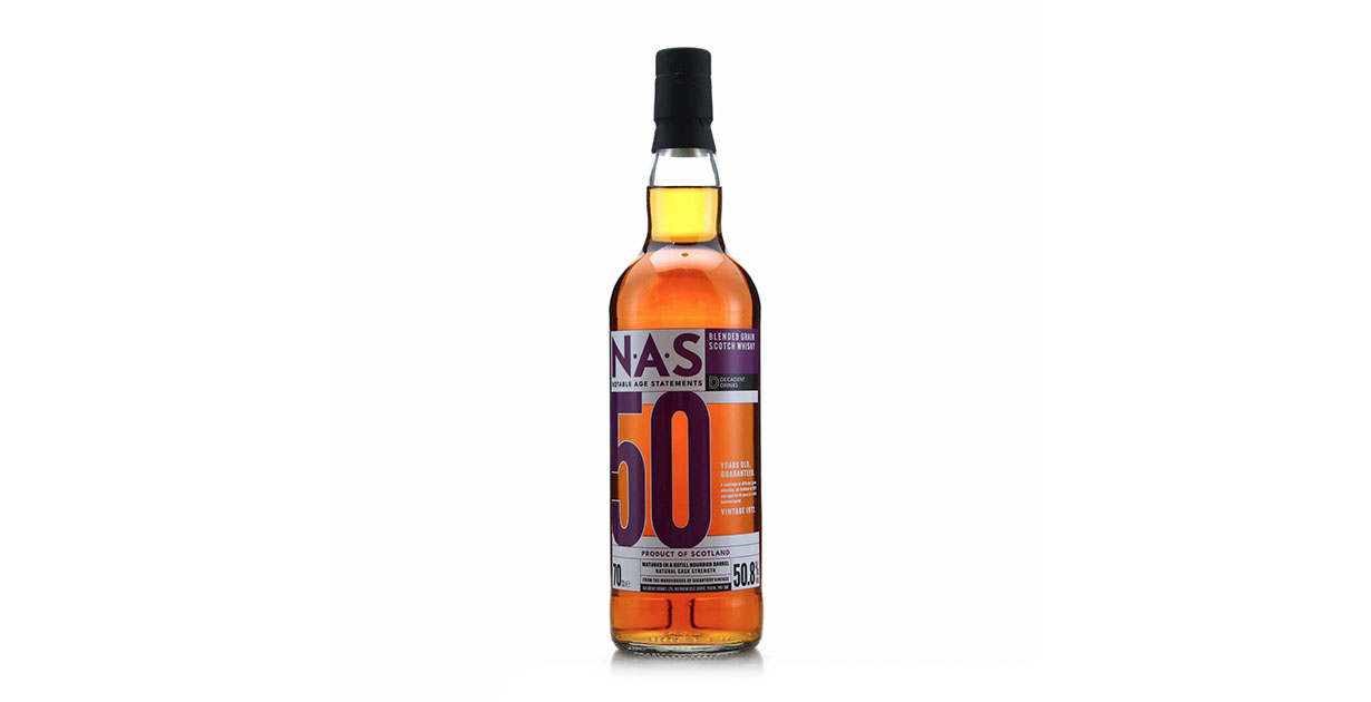 The new release from Decadent Drinks: a 50 Year Old Vatted Grain NAS
