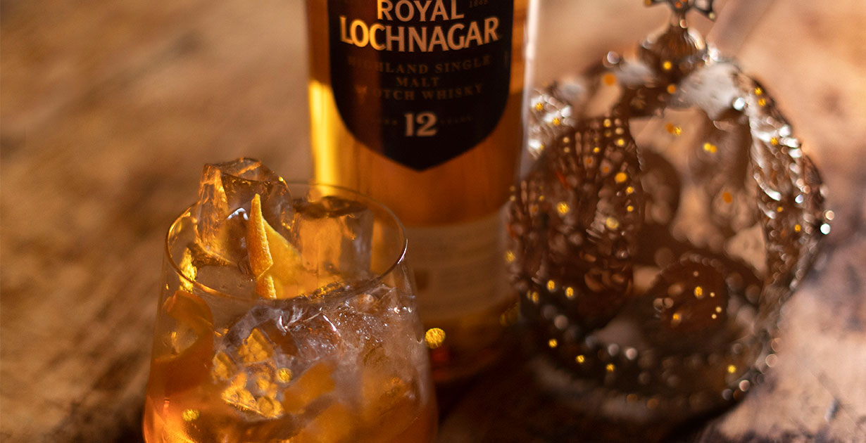 A bottle of Royal Lochnagar 12 Year Old scotch whisky in Prestonfield House's dedicated whisky room. 