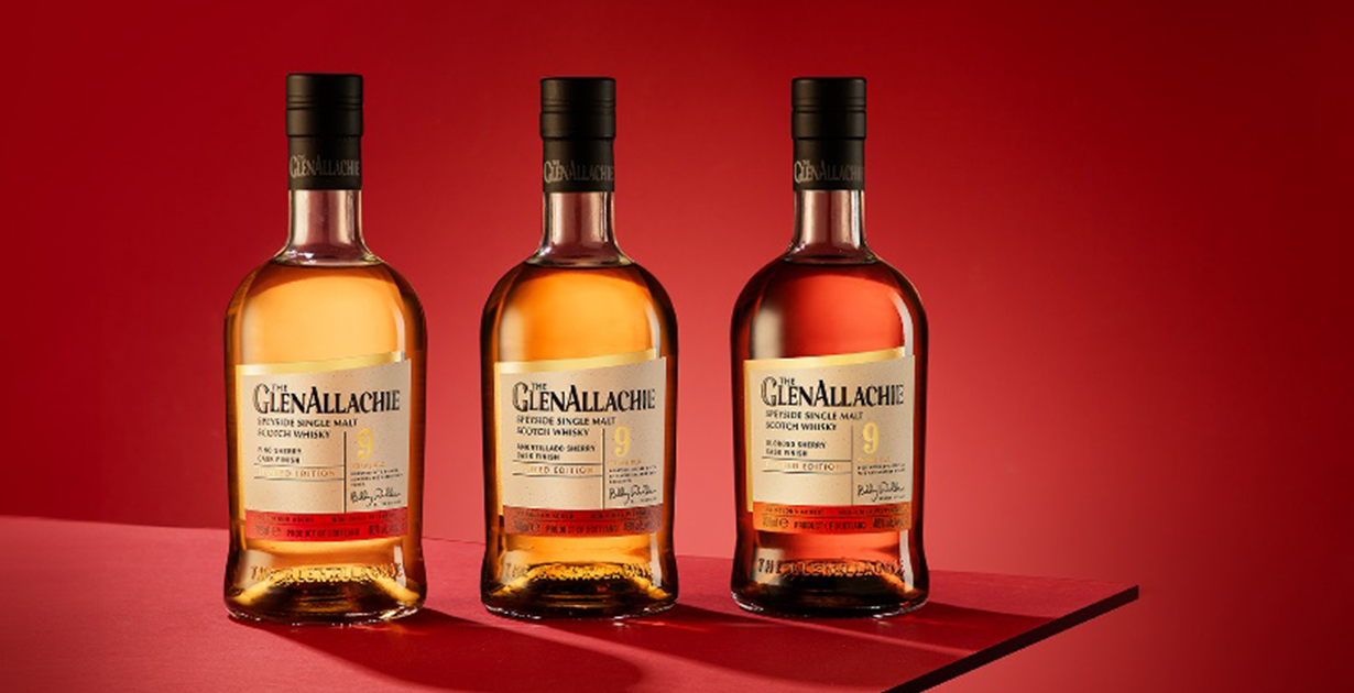 A lifestyle shot of the GlenAllachie Sherry Cask whiskies as part of The Wood Collection. 